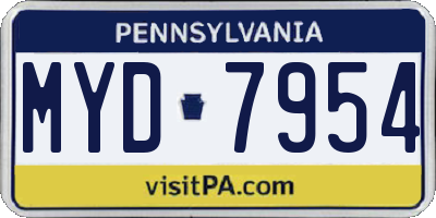 PA license plate MYD7954