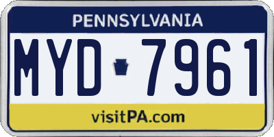 PA license plate MYD7961