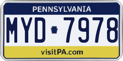 PA license plate MYD7978