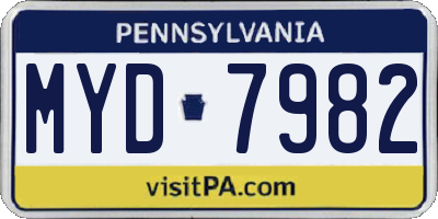 PA license plate MYD7982