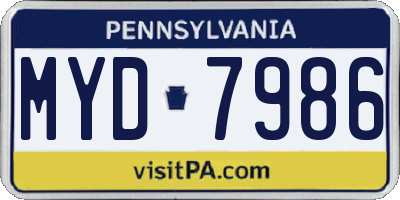 PA license plate MYD7986