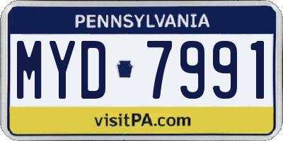 PA license plate MYD7991