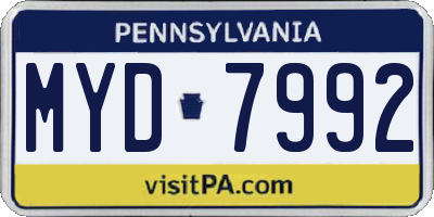PA license plate MYD7992