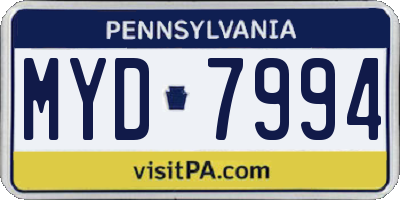 PA license plate MYD7994