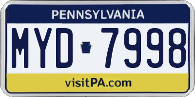 PA license plate MYD7998
