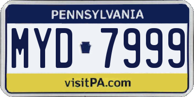 PA license plate MYD7999