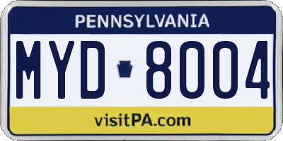 PA license plate MYD8004