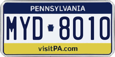 PA license plate MYD8010