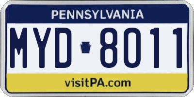 PA license plate MYD8011