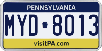 PA license plate MYD8013