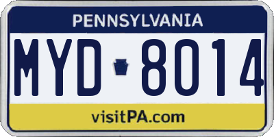 PA license plate MYD8014