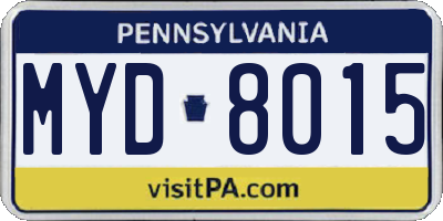 PA license plate MYD8015