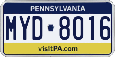 PA license plate MYD8016