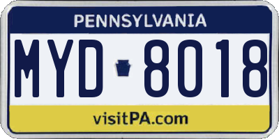 PA license plate MYD8018