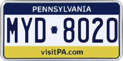 PA license plate MYD8020