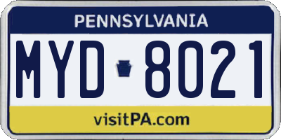 PA license plate MYD8021
