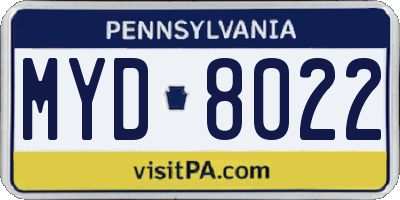 PA license plate MYD8022