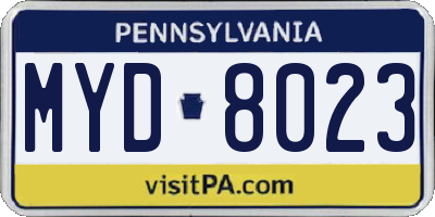 PA license plate MYD8023