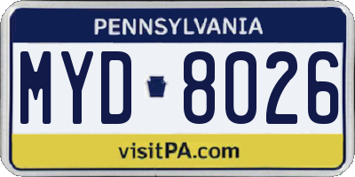 PA license plate MYD8026