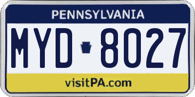 PA license plate MYD8027