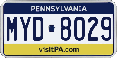 PA license plate MYD8029