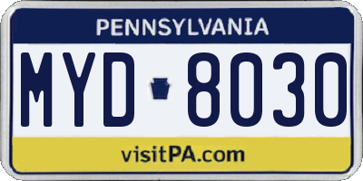 PA license plate MYD8030