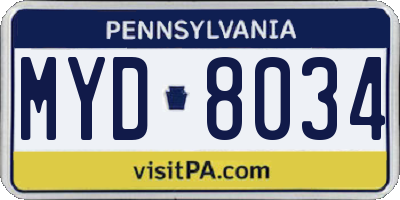 PA license plate MYD8034