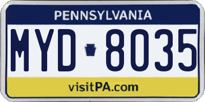 PA license plate MYD8035