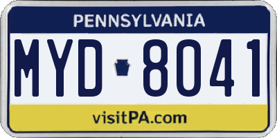 PA license plate MYD8041