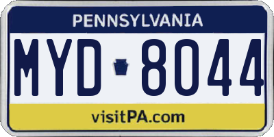 PA license plate MYD8044