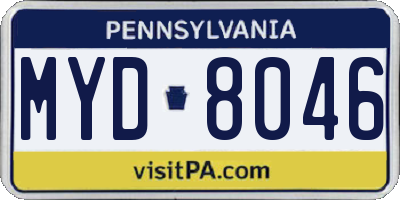 PA license plate MYD8046