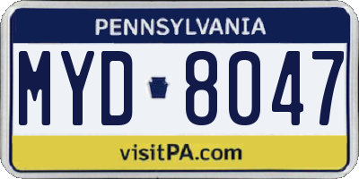 PA license plate MYD8047