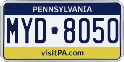 PA license plate MYD8050