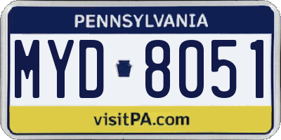 PA license plate MYD8051