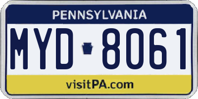 PA license plate MYD8061