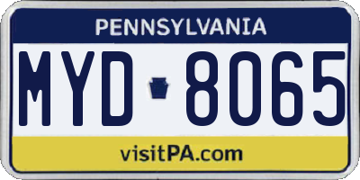 PA license plate MYD8065