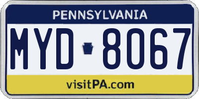 PA license plate MYD8067