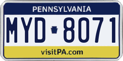 PA license plate MYD8071