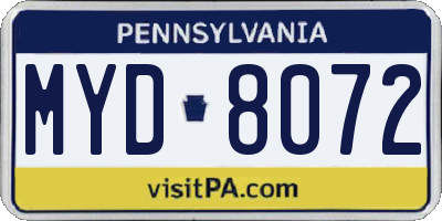 PA license plate MYD8072