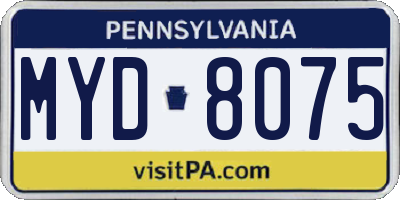 PA license plate MYD8075