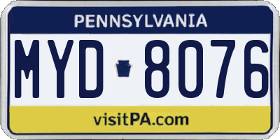 PA license plate MYD8076
