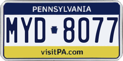 PA license plate MYD8077