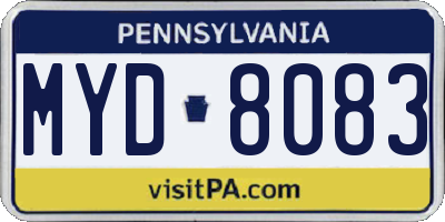 PA license plate MYD8083