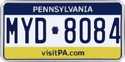 PA license plate MYD8084