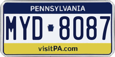 PA license plate MYD8087