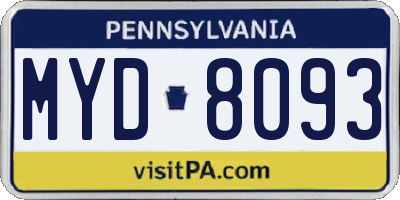 PA license plate MYD8093