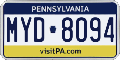 PA license plate MYD8094