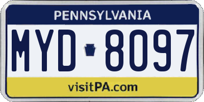 PA license plate MYD8097