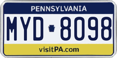 PA license plate MYD8098