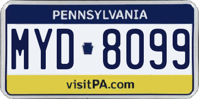 PA license plate MYD8099